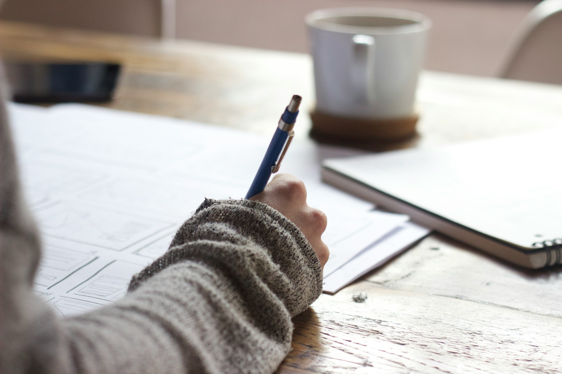 Writing at a desk